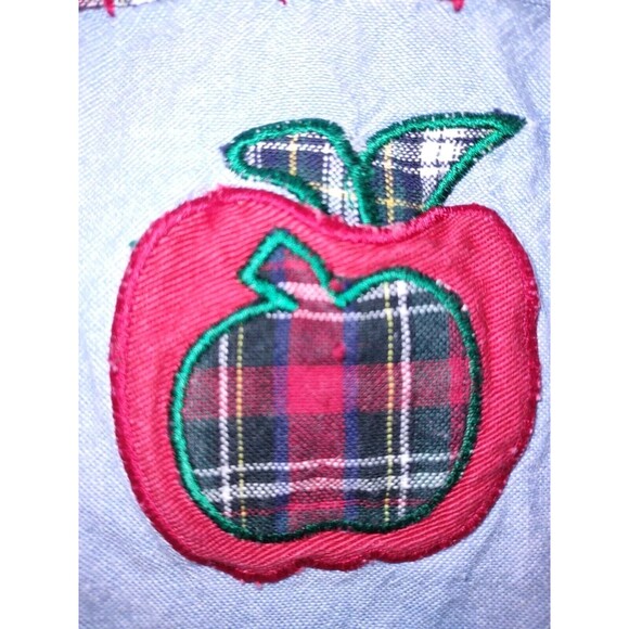 5/$25 Sz S Teacher Shirt Jacket Denim Patchwork Cotton ABCs Apple Books Plaid - Picture 6 of 7